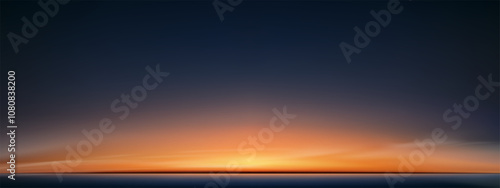 Sunset Sky Background,Sunrise with Yellow and Blue Sky,Nature Landscape Dramtic Golden Hour with twilight Sky in Evening after Sun Dawn,Vector Horizon Banner Sunlight for Four Seasons concept
