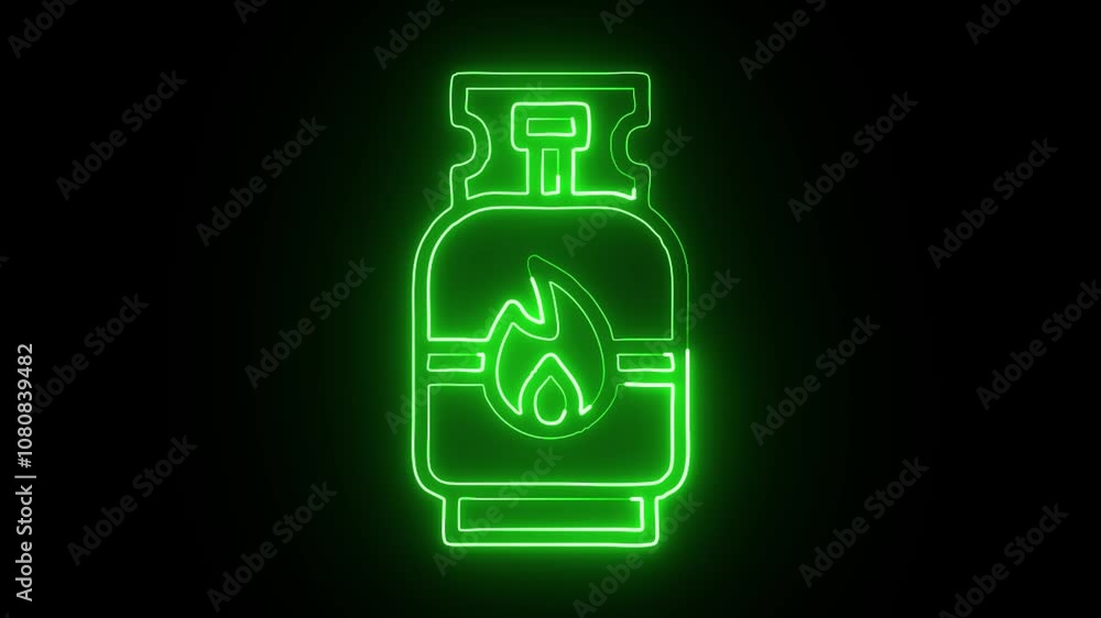 glowing neon gas tank icon isolated on black background. HD video motion graphic animation glowing neon gas tank icon isolated on black background. HD video motion graphic animation