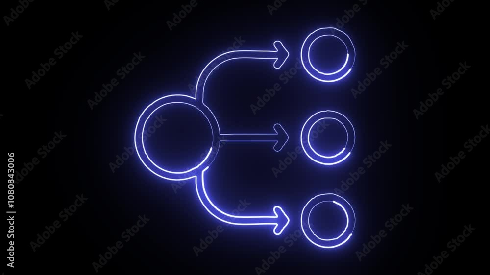 glowing neon load balancing icon isolated on black background. HD video motion graphic animation glowing neon load balancing icon isolated on black background. HD video motion graphic animation
