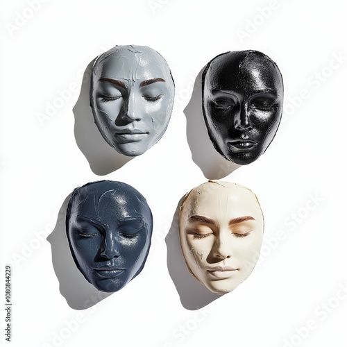 Four face masks on a white background.