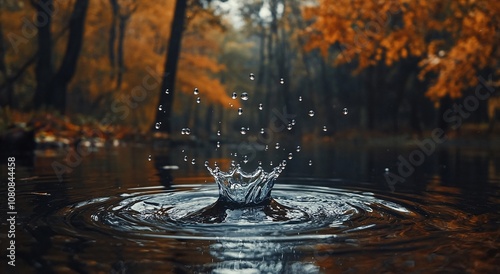 autumn leaves falling into water