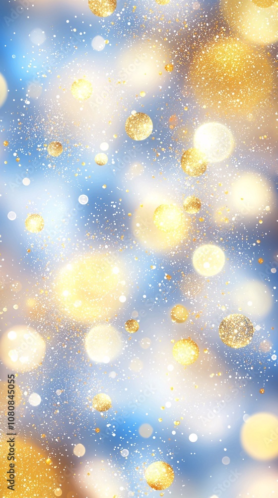 A mesmerizing background featuring soft bokeh lights in golden hues against a cool blue backdrop, perfect for adding elegance and beauty to any design. A mesmerizing background featuring soft bokeh lights in golden hues against a cool blue backdrop, perfect for adding elegance and beauty to any design.