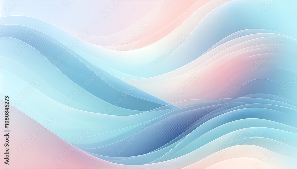 Soft flowing waves in pastel shades of blue and pink create a serene and calming abstract background Soft flowing waves in pastel shades of blue and pink create a serene and calming abstract background