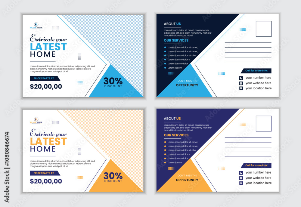 vector real estate home for sale postcard design template , unique and modern postcard design. Modern Real estate postcard template design vector real estate home for sale postcard design template , unique and modern postcard design. Modern Real estate postcard template design