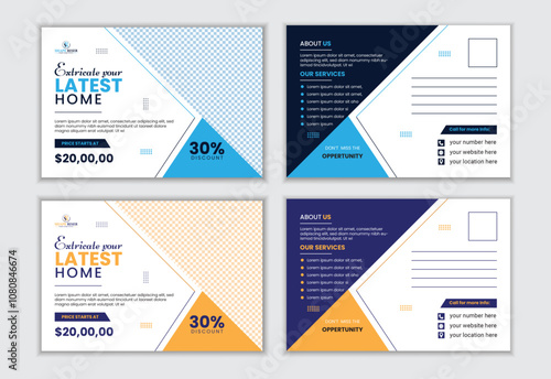 vector real estate home for sale postcard design template , unique and modern postcard design. Modern Real estate postcard template design