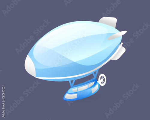 Realistic 3D illustration of a flying airship.