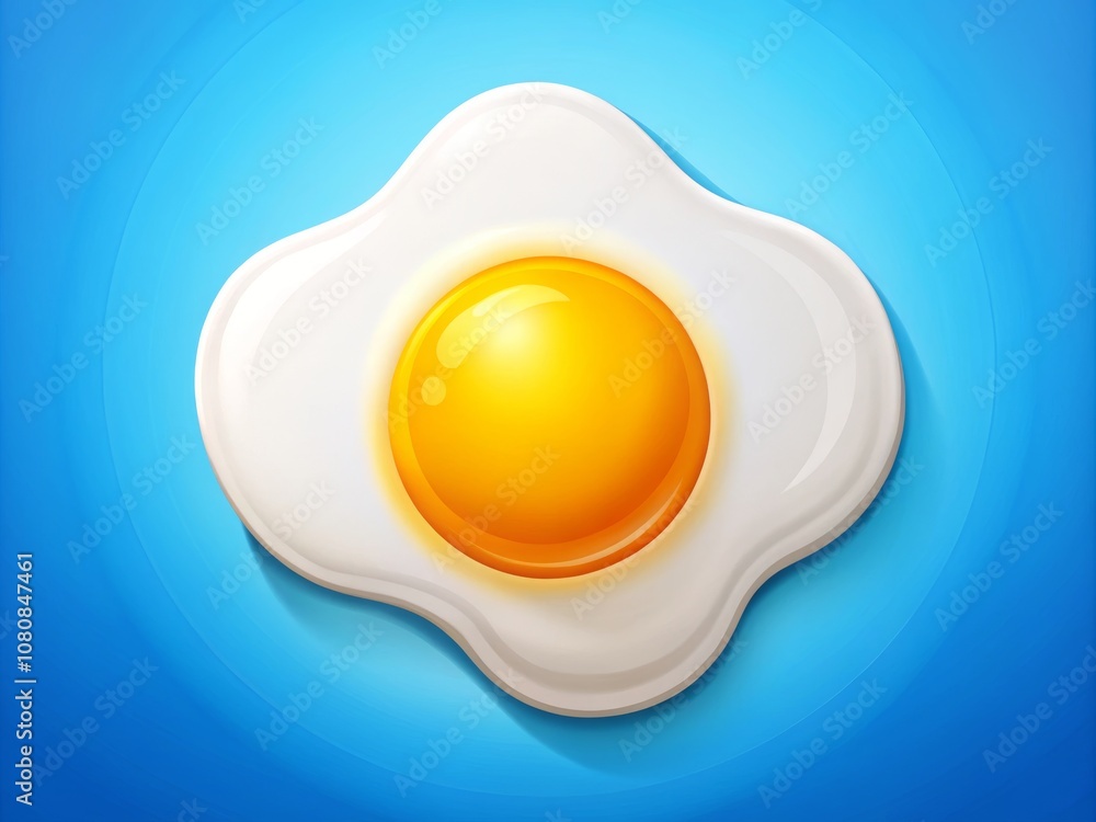 Cheerful Sunny Side Up Eggs Icon on a Vibrant Blue Background, Perfect for Bright and Playful Designs in Culinary and Food-Related Projects Cheerful Sunny Side Up Eggs Icon on a Vibrant Blue Background, Perfect for Bright and Playful Designs in Culinary and Food-Related Projects