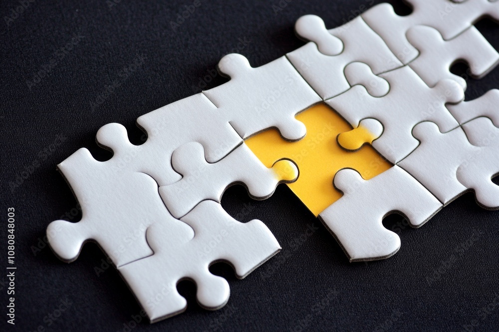 Fototapeta premium Isolated puzzle piece with one missing corner, symbolizing the concept of a missing piece