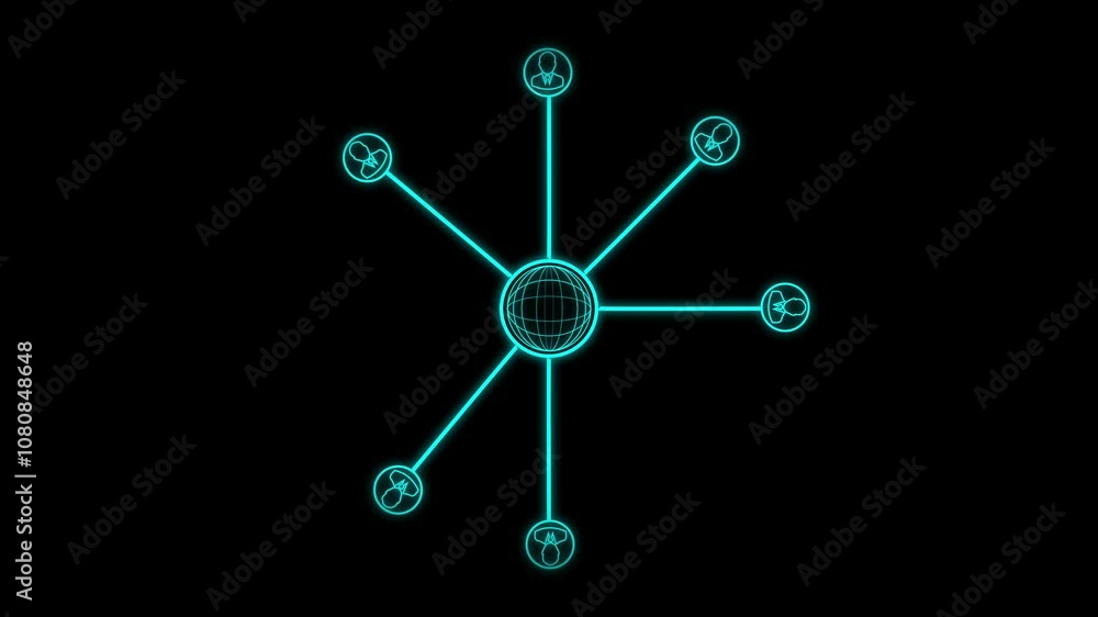 People, Social media networking and connection technology icons on black background. Business growth strategy animation. Connected people avatars or icon. People, Social media networking and connection technology icons on black background. Business growth strategy animation. Connected people avatars or icon.