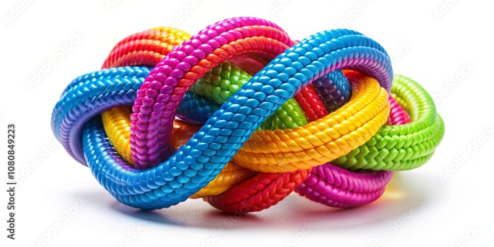 Colorful Intertwined Knots of Rubber Rope Isolated on Transparent Background, Perfect for Toys and Creative Projects Colorful Intertwined Knots of Rubber Rope Isolated on Transparent Background, Perfect for Toys and Creative Projects