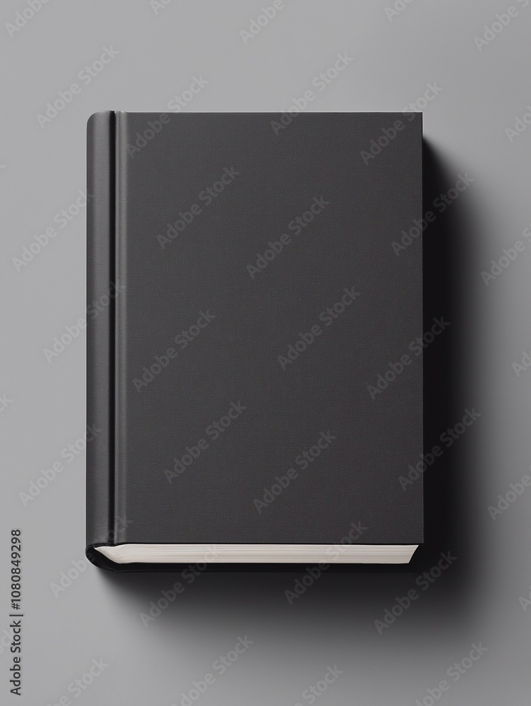 Fototapeta premium book mockup, grey backgrounds, handheld, minimalist outlines, captivating, top view.