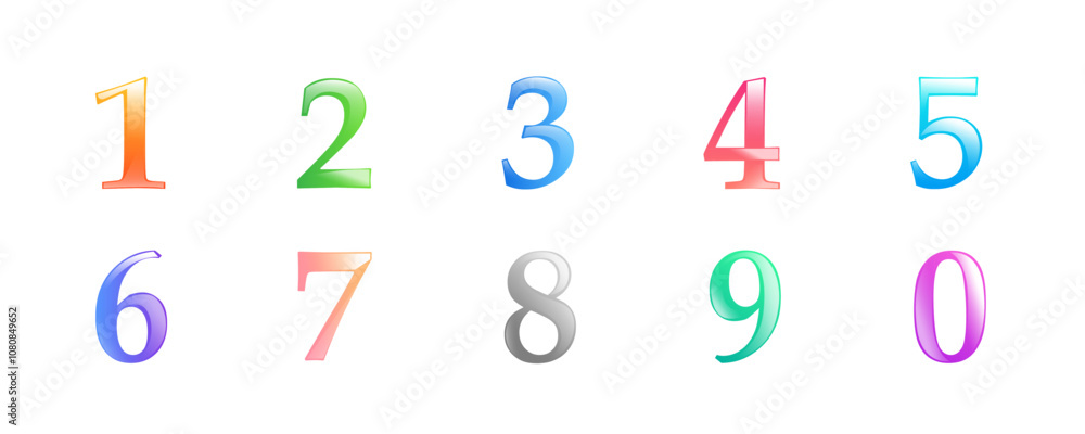 A set of multi-colored images of numbers from one to ten. Suitable for teaching children counting and arithmetic. A set of multi-colored images of numbers from one to ten. Suitable for teaching children counting and arithmetic.