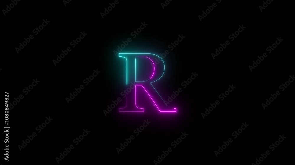 Educational concept with neon letter R. Neon text icon animation. Glowing neon alphabet R icon. Animated neon letter R. Educational concept with neon letter R. Neon text icon animation. Glowing neon alphabet R icon. Animated neon letter R.