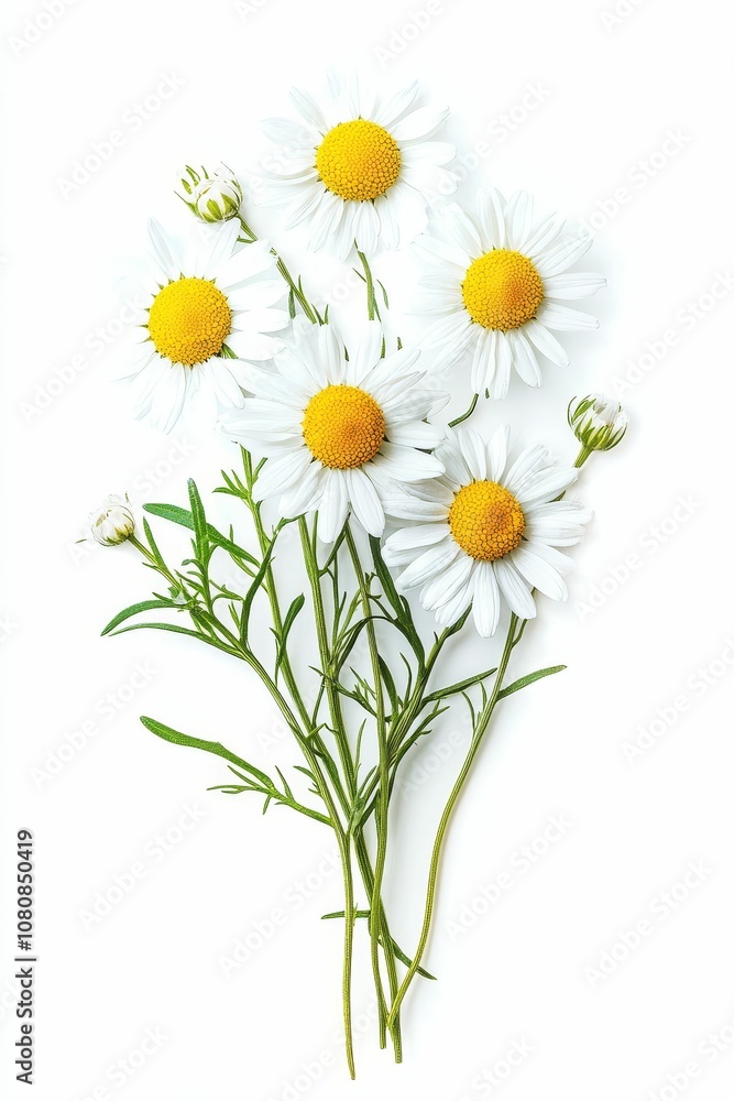 A bouquet of white daisies with yellow centers. A bouquet of white daisies with yellow centers.
