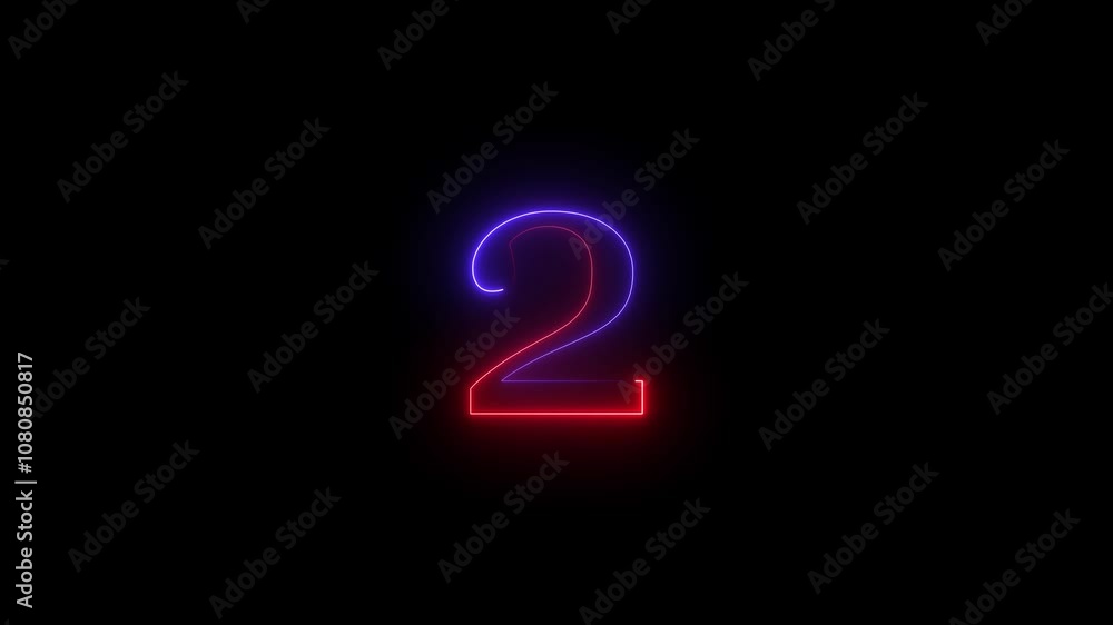 Glowing neon animated number 2. Two-color looping trendy glowing neon numeric number 2. Educational mathematics concept Glowing neon animated number 2. Two-color looping trendy glowing neon numeric number 2. Educational mathematics concept