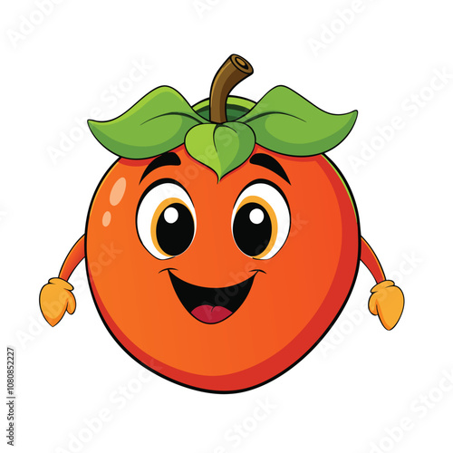 3d rendering of beautiful colorful persimmon cartoon