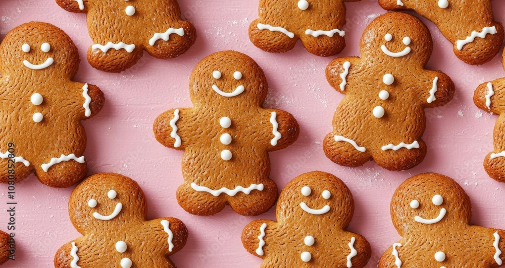 Christmas gingerbread cookies on pink background. Banner. Top view, copy space. New year concept , isolated on white background, , copy space, copy space for text, Christmas gingerbread cookies on pink background. Banner. Top view, copy space. New year concept , isolated on white background, , copy space, copy space for text,