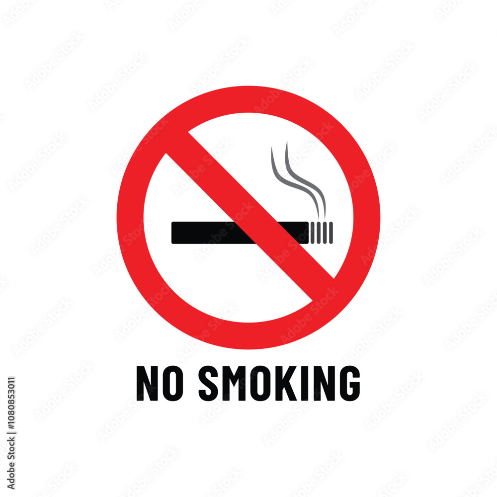 No smoking sign icon, including an image of cigarettes and a transparent red circle No smoking sign icon, including an image of cigarettes and a transparent red circle