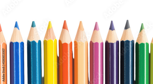 Colorful pencils isolated on transparent background