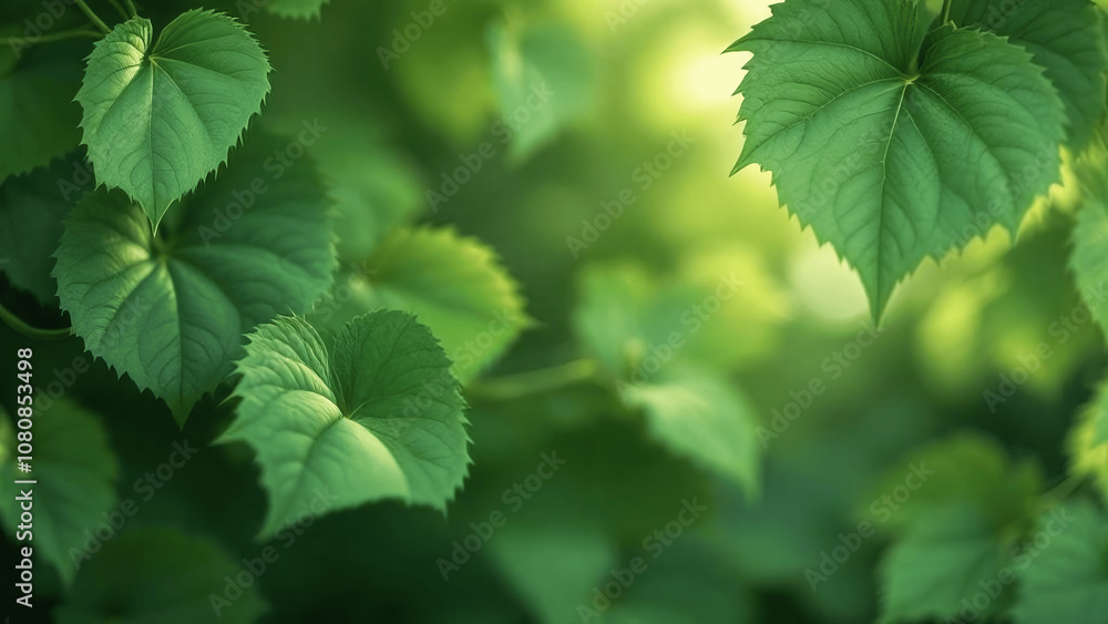 Lush Green Leaves with a Fresh Mood in a Natural Setting Lush Green Leaves with a Fresh Mood in a Natural Setting