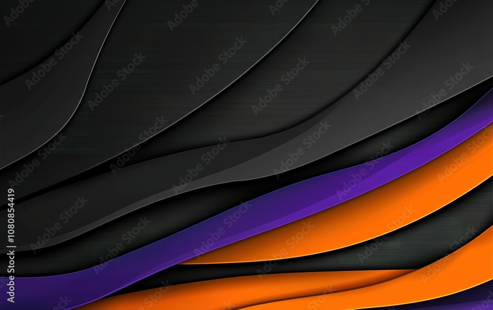 Abstract layers of black, purple, and orange create a textured background design suitable for modern digital applications Abstract layers of black, purple, and orange create a textured background design suitable for modern digital applications