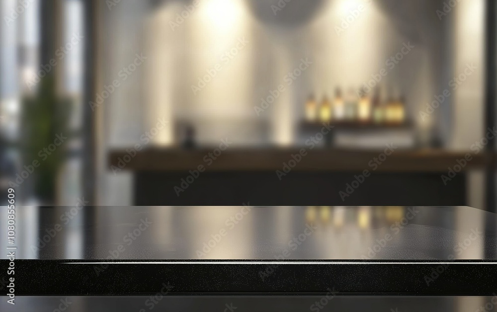 A close-up view of a polished countertop in a modern bar setting with soft lighting in the background during the evening hours A close-up view of a polished countertop in a modern bar setting with soft lighting in the background during the evening hours