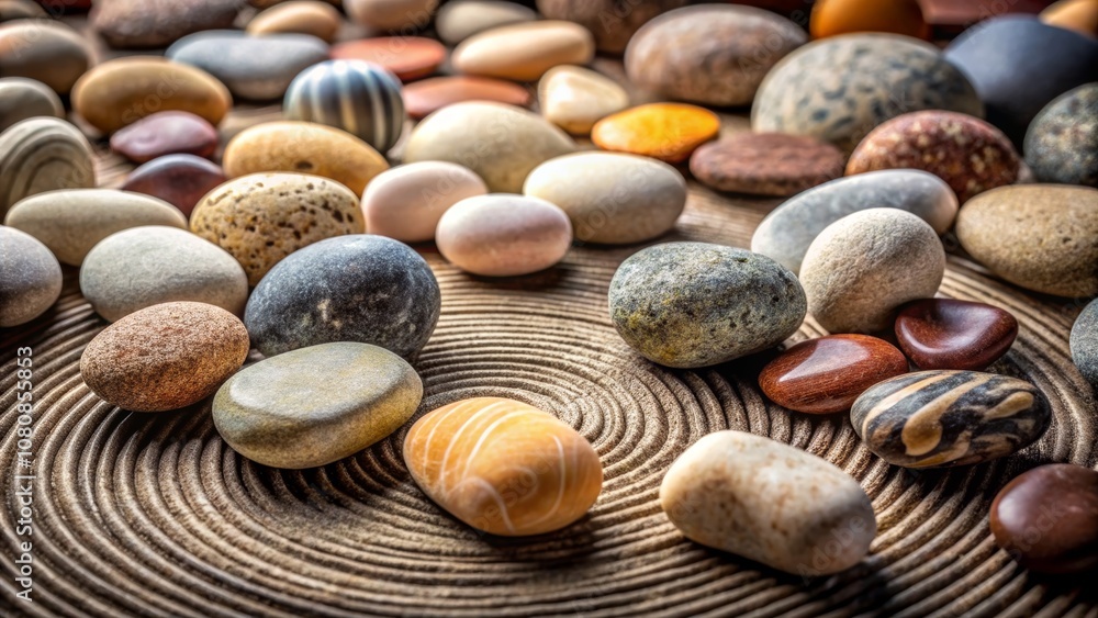 Artfully Arranged Harmony of Colorful Pebbles and Stones on Natural Surface Creating a Serene and Tranquil Aesthetic for Artistic Expressions and Designs Artfully Arranged Harmony of Colorful Pebbles and Stones on Natural Surface Creating a Serene and Tranquil Aesthetic for Artistic Expressions and Designs