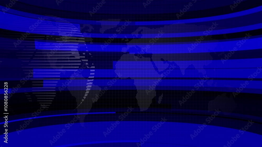 international news background animation. Digital world news background animation, Blue color 3d rotated earth technology news animated. 4K Broadcast Graphics Breaking News Broadcast TV Animation