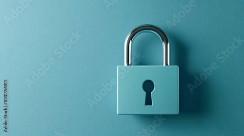 Modern Lock on a Turquoise Background