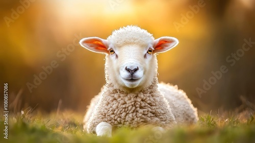 Adorable Sheep in Golden Sunlight