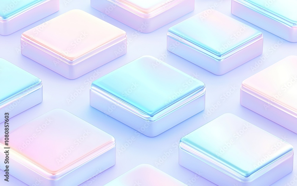Colorful translucent boxes arranged in a neat pattern on a soft background, creating a visually captivating display of shapes and colors Colorful translucent boxes arranged in a neat pattern on a soft background, creating a visually captivating display of shapes and colors