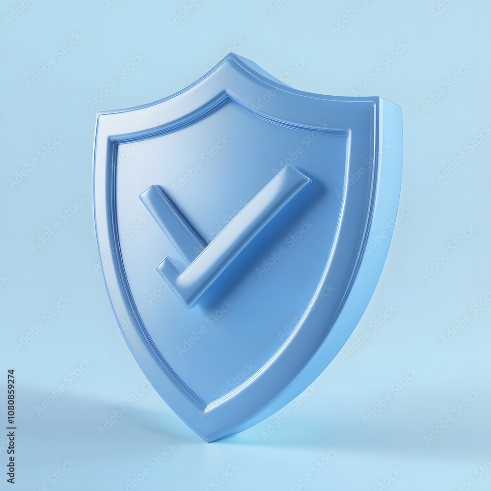 BLUE 3D shield protection icon with check for online payment on white background concept, user account for 3d security with payment protection on isolated vector render background BLUE 3D shield protection icon with check for online payment on white background concept, user account for 3d security with payment protection on isolated vector render background