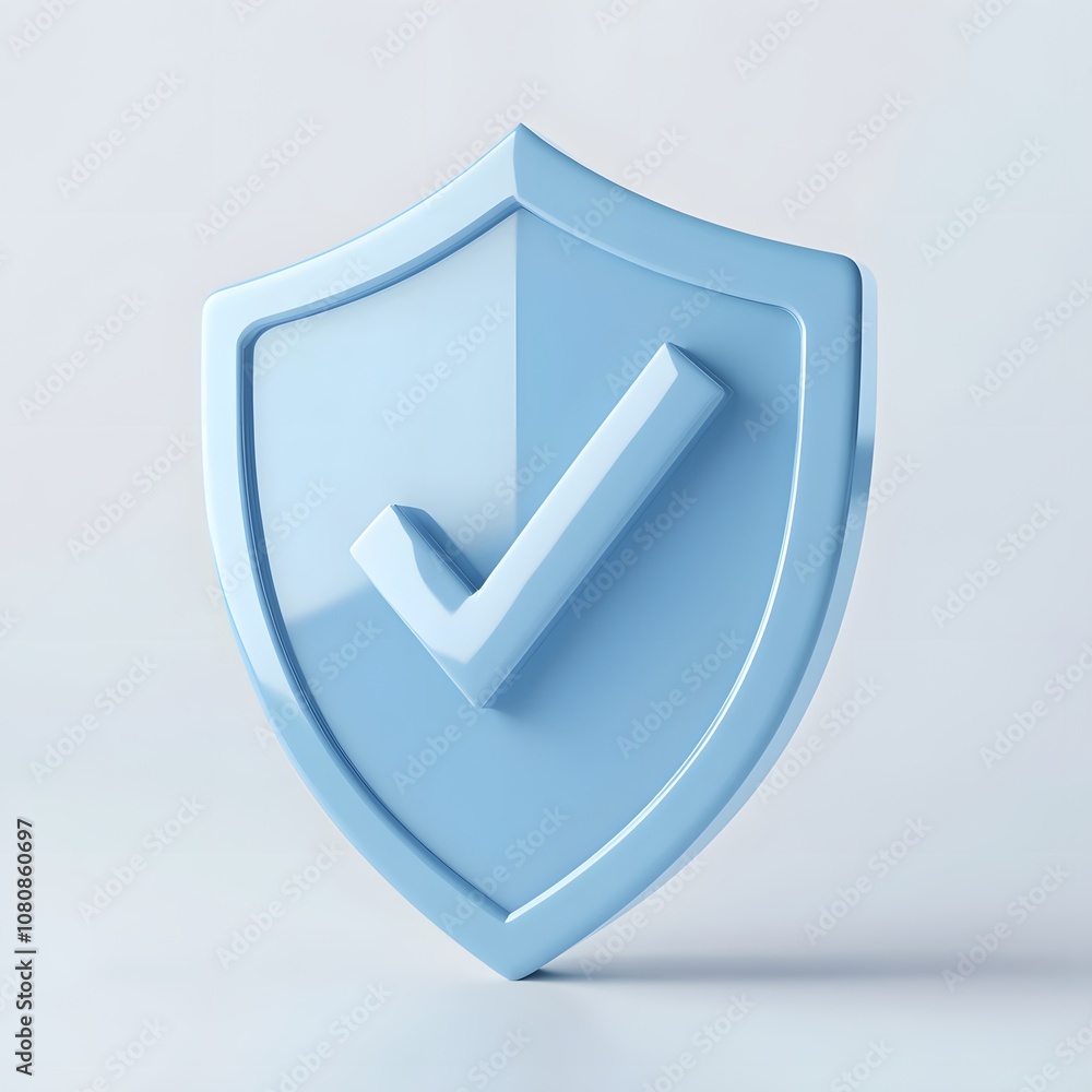 BLUE 3D shield protection icon with check for online payment on white background concept, user account for 3d security with payment protection on isolated vector render background BLUE 3D shield protection icon with check for online payment on white background concept, user account for 3d security with payment protection on isolated vector render background