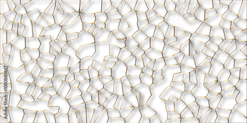 Beautifu white and gold crystallized polygon background. abstract light colorful stone tile pattern with shadow. modern wallpaper, trendy simple minimal geometric background abstract mosaic backd