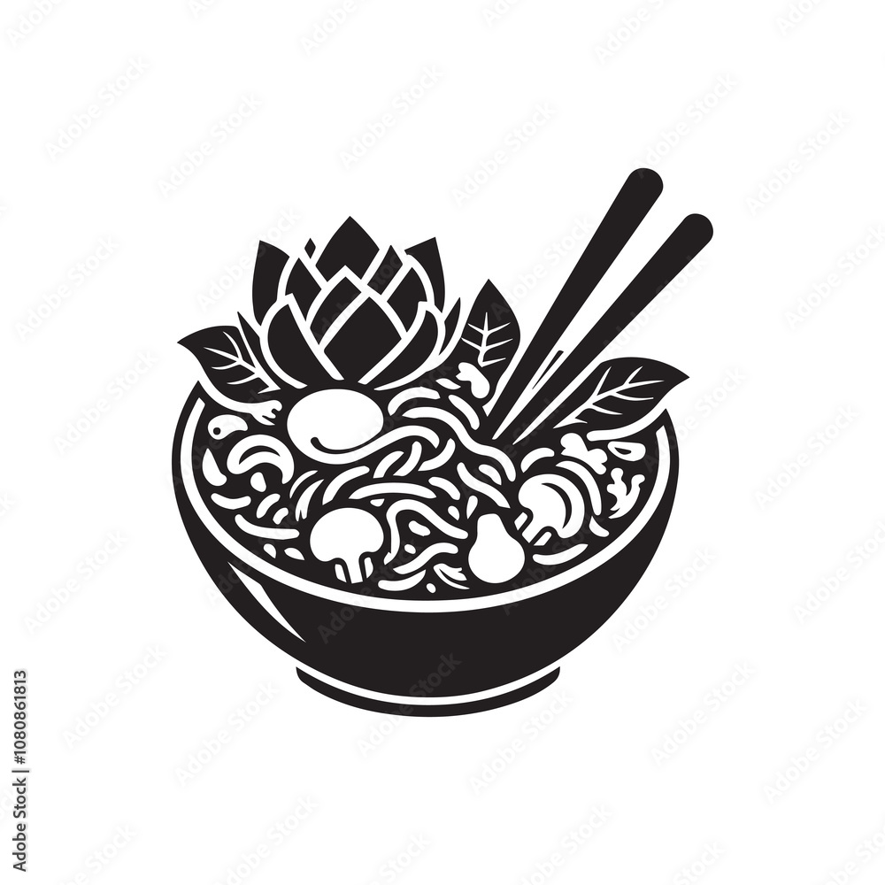 Fototapeta premium Simple Vector Icon of a Pad Kra Pao – Logo Design Illustration