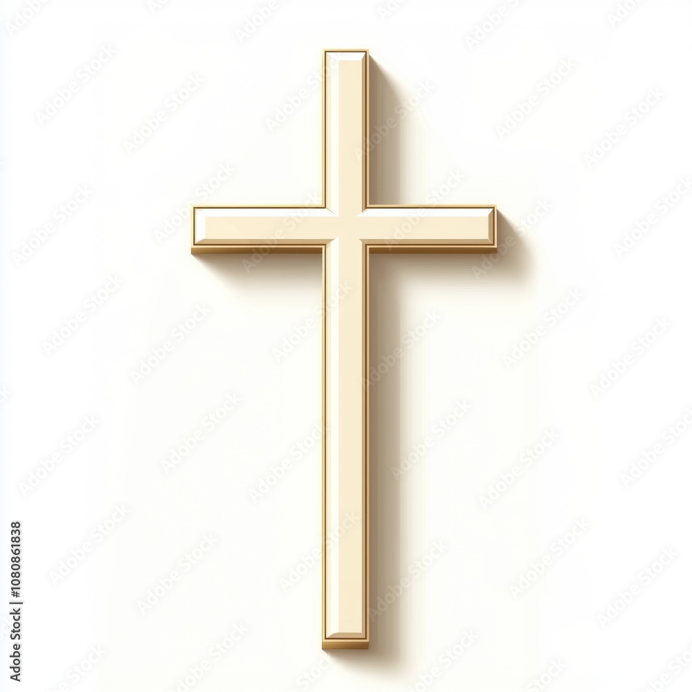 Elegant and Modern Golden Cross on a Soft White Background, Symbolizing Faith, Spirituality, and Hope in Contemporary Design Aesthetics for Artistic and Religious Use Elegant and Modern Golden Cross on a Soft White Background, Symbolizing Faith, Spirituality, and Hope in Contemporary Design Aesthetics for Artistic and Religious Use