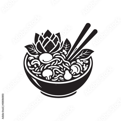 Simple Vector Icon of a Pad Kra Pao – Logo Design Illustration