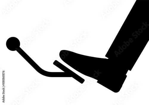Car Pedals. Foot Pressing on Brake or Accelerator or Clutch Pedal Icon Symbol. Vector Illustration. 