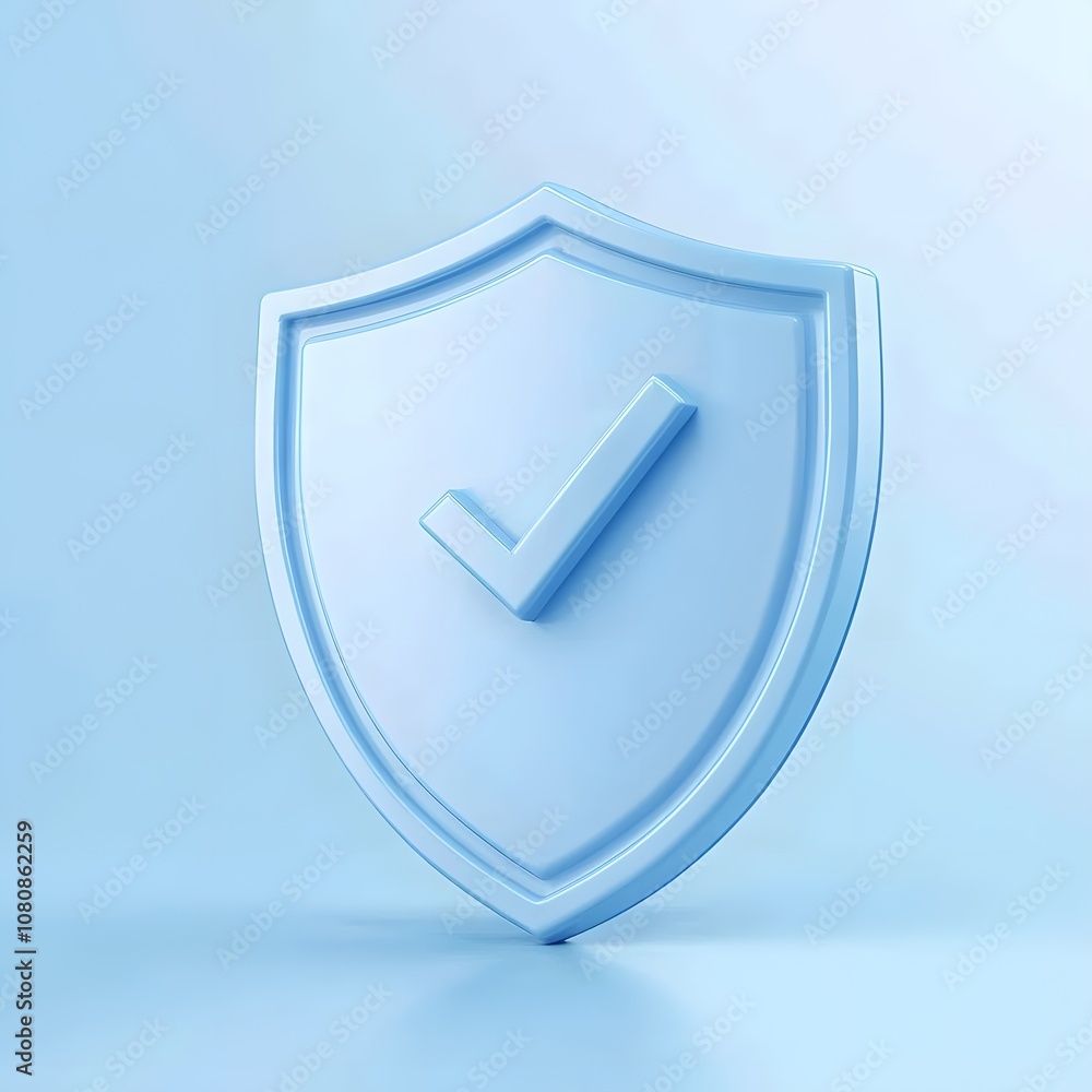 BLUE 3D shield protection icon with check for online payment on white background concept, user account for 3d security with payment protection on isolated vector render background BLUE 3D shield protection icon with check for online payment on white background concept, user account for 3d security with payment protection on isolated vector render background