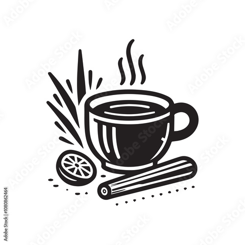 Simple Vector Icon of a lemongrass tea – Logo Design Illustration