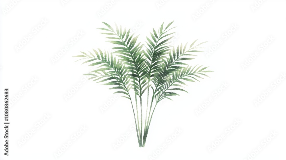 Lush Green Tropical Palm Leaves Arrangement Set Against a Clean White Background Ideal for Nature, Decor, or Environmental Themes in Graphic Projects Lush Green Tropical Palm Leaves Arrangement Set Against a Clean White Background Ideal for Nature, Decor, or Environmental Themes in Graphic Projects