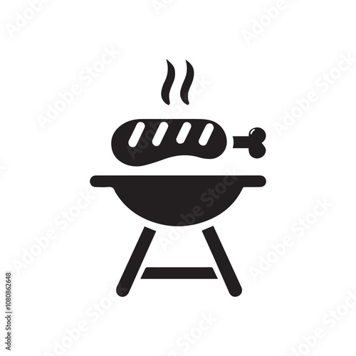 Simple Vector Icon of a grilled meat stands – Logo Design Illustration