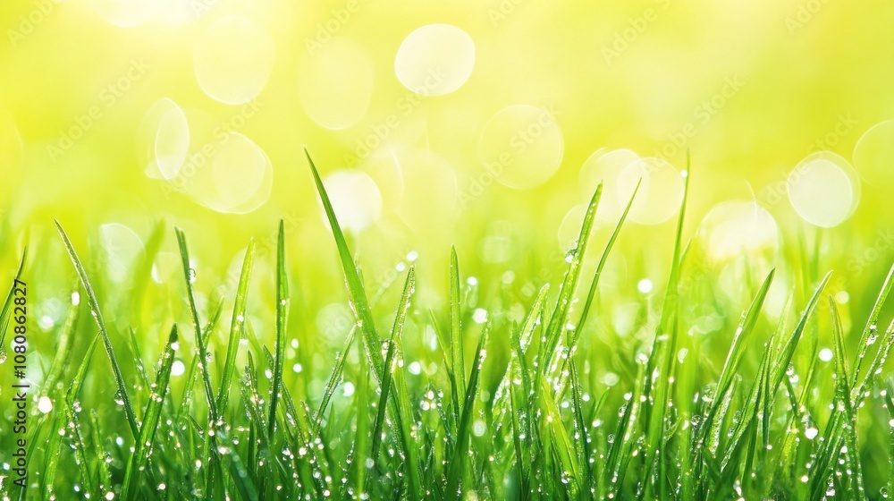 Dewy Green Grass Close Up Dewy Green Grass Close Up