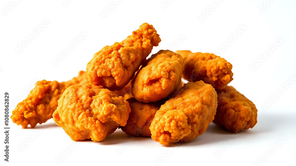 Fried Ckicken on white background. Ai generated image Fried Ckicken on white background. Ai generated image