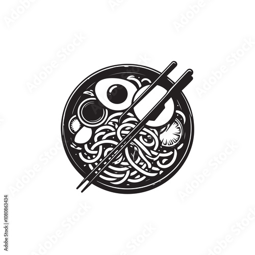 Simple Vector Icon of a Pad Thai – Logo Design Illustration