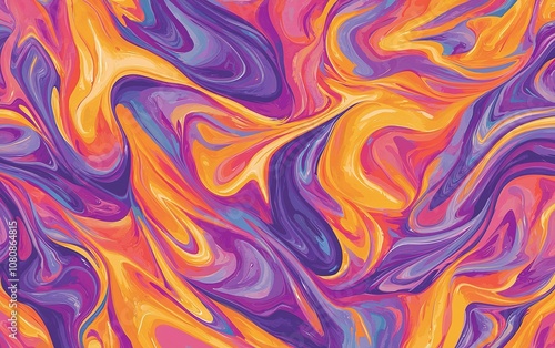 Colorful abstract swirl pattern with vibrant hues of purple, orange, and yellow, showcasing fluid design suitable for backgrounds