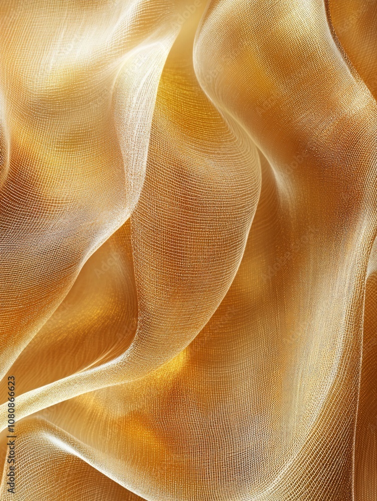 Elegant Golden Silk Texture with Shimmering Curves Elegant Golden Silk Texture with Shimmering Curves