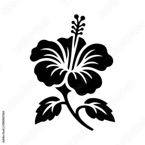 Simple Vector Icon of a Brazil hibiscus flower plant   – Logo Design Illustration