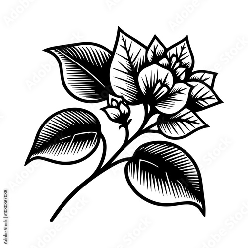 Simple Vector Icon of a Brazil bougainvillea flower plant – Logo Design Illustration