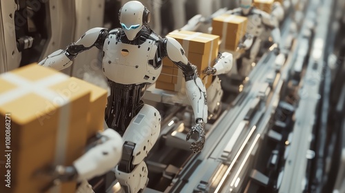 Robots moving packages through a complex network